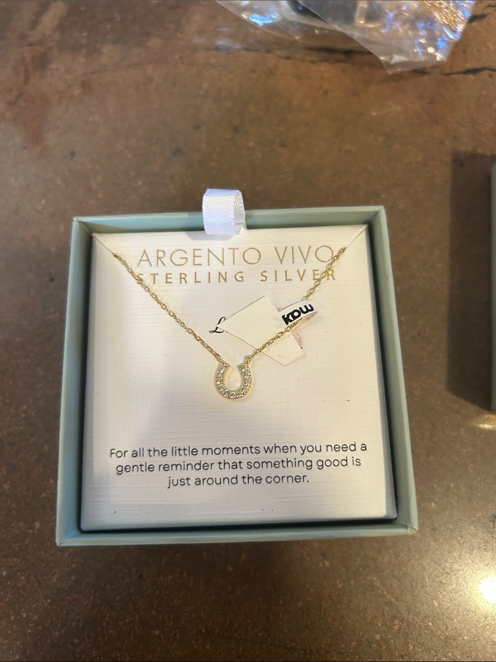 Argento Vivo Gold Horseshoe Necklace with Pave Stones